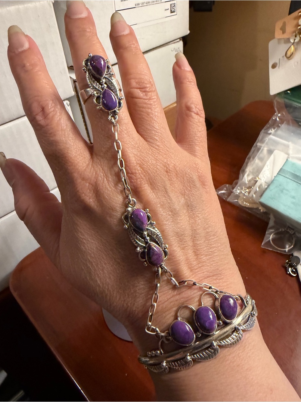 Purple Mohave Turquoise Ring Bracelet Size 6.5 Sterling Silver 925